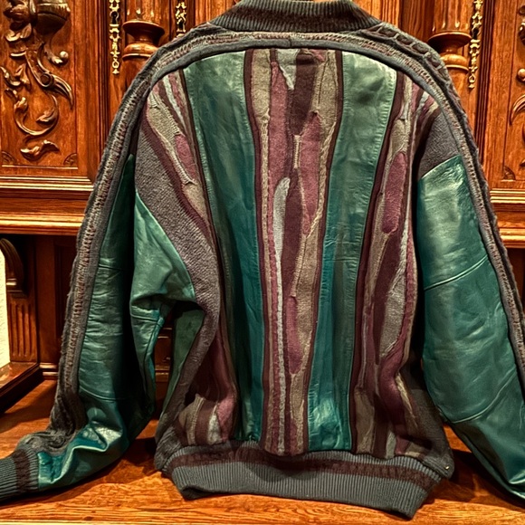 MENS LUXURY DESIGNER LEATHER SWEATER size L - Picture 9 of 13